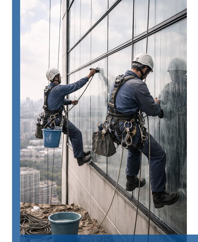 Профессиональная мойка фасадных окон альпинистами в Чайковском