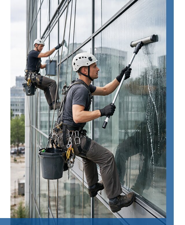 Мойка витражей альпинистами в Чайковском от 708 р. под ключ|ВЫСОТНИК-Чкв