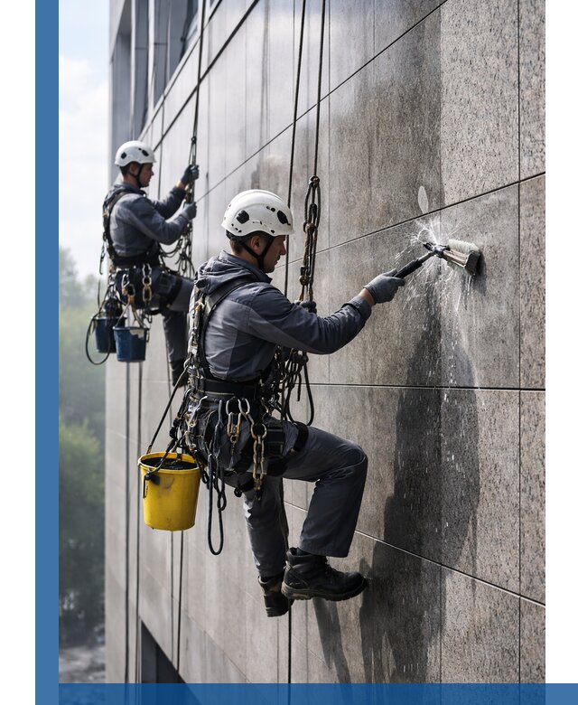 Профессиональная мойка фасада из керамогранита в Чайковском