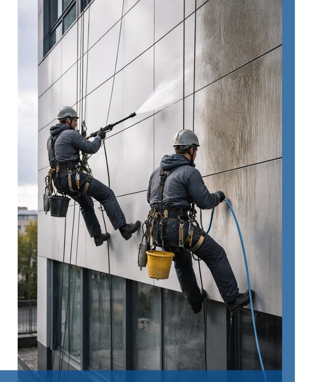 Мойка фасада из композита в Чайковском по цене от 304 р. | ВЫСОТНИК-Чкв