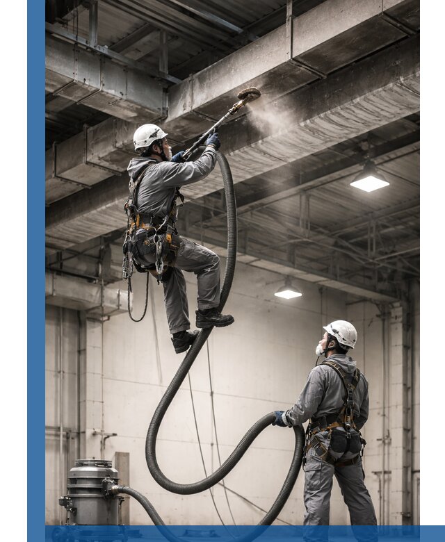 Обеспыливание потолочных конструкций в Чайковском промышленным альпинизмом