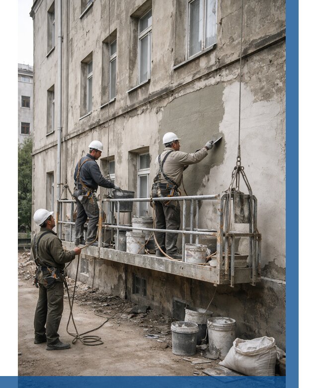 Капитальный ремонт фасада в Чайковском от 4251 р. | ВЫСОТНИК-Чкв