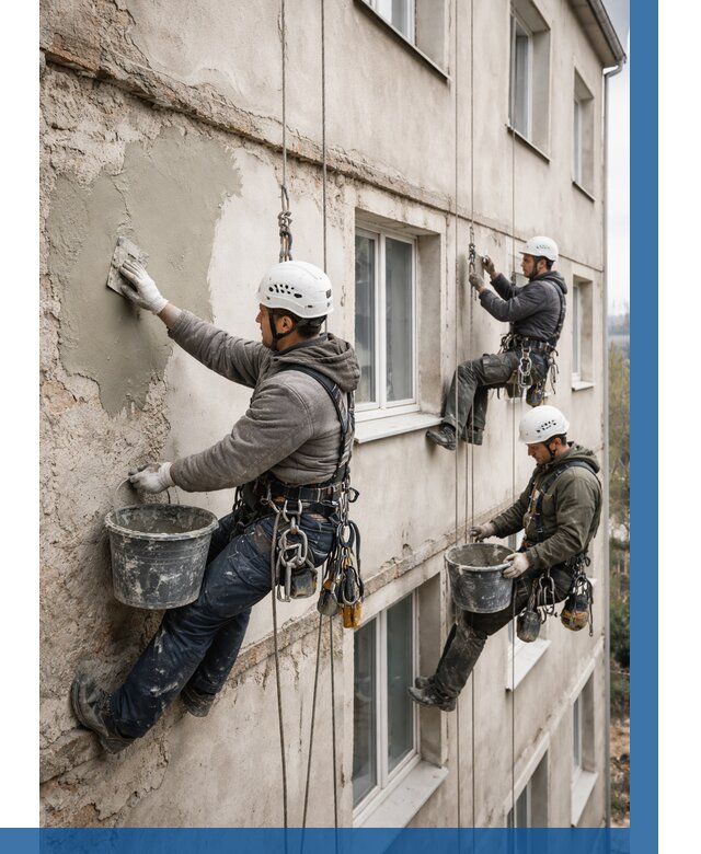 Ремонт штукатурного фасада в Чайковском от 759 р. под ключ | ВЫСОТНИК-Чкв