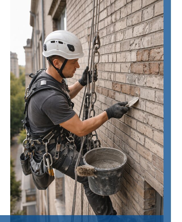 Ремонт кирпичной кладки фасада в Чайковском от 1822 р. | ВЫСОТНИК-Чкв