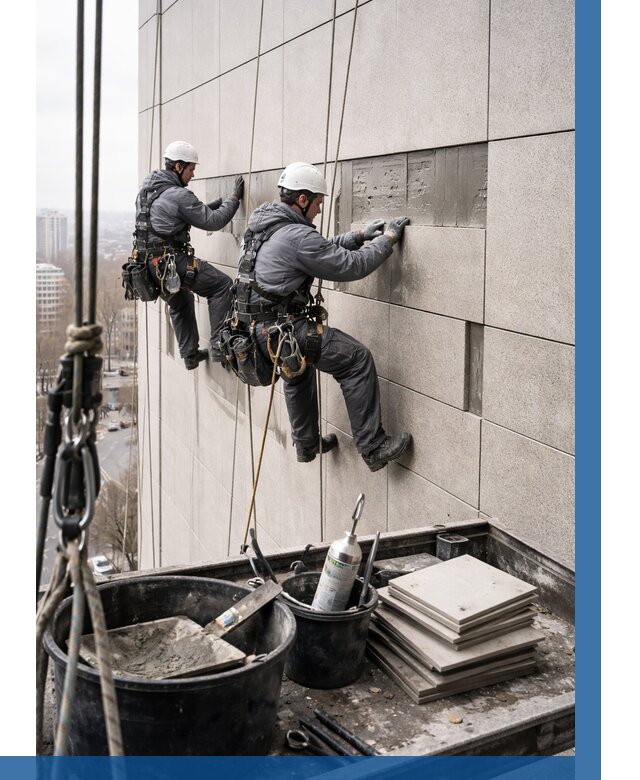 Ремонт фасада из керамогранита в Чайковском от 2530 р. | ВЫСОТНИК-Чкв