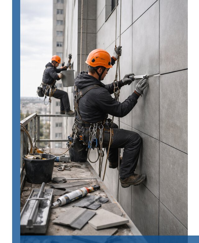 Профессиональный ремонт фасада из керамогранита в Чайковском