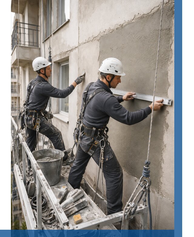 Штукатурка фасада на высоте в Чайковском от 911 р. | ВЫСОТНИК-Чкв