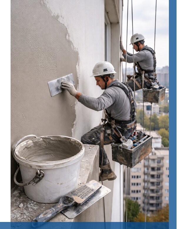 Шпаклевка фасада на высоте в Чайковском от 708 р. | ВЫСОТНИК-Чкв