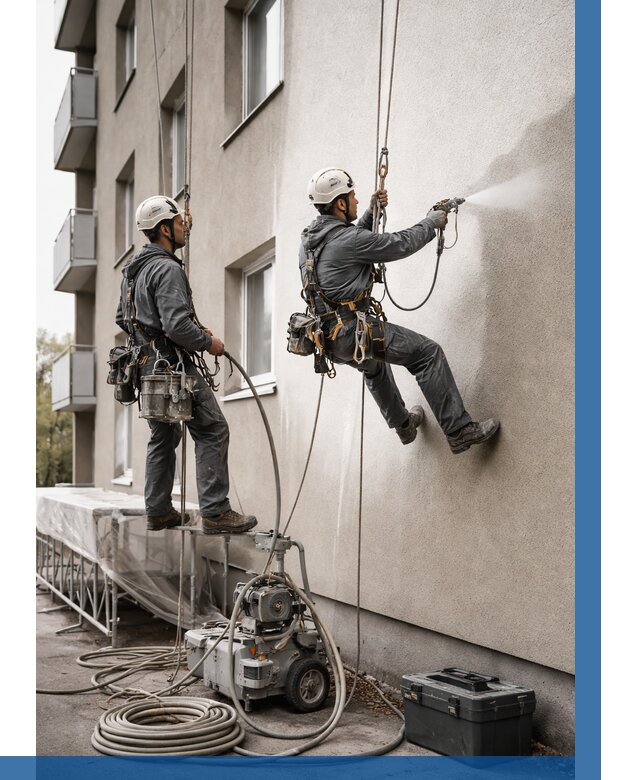 Безвоздушная покраска фасада в Чайковском от 223 р/м² | ВЫСОТНИК-Чкв