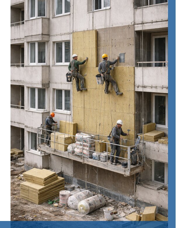 Утепление фасада минватой в Чайковском от 1518 р. | ВЫСОТНИК-Чкв