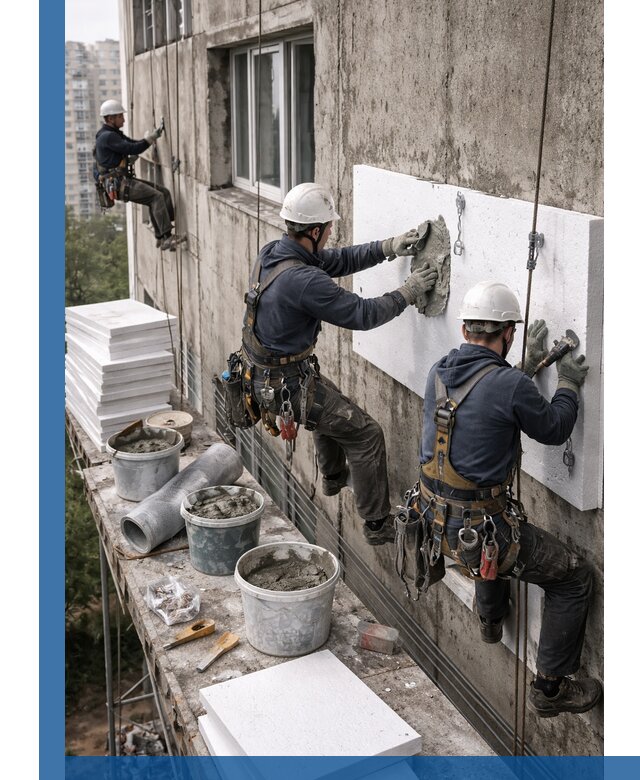 Утепление фасада пенополистиролом в Чайковском под ключ