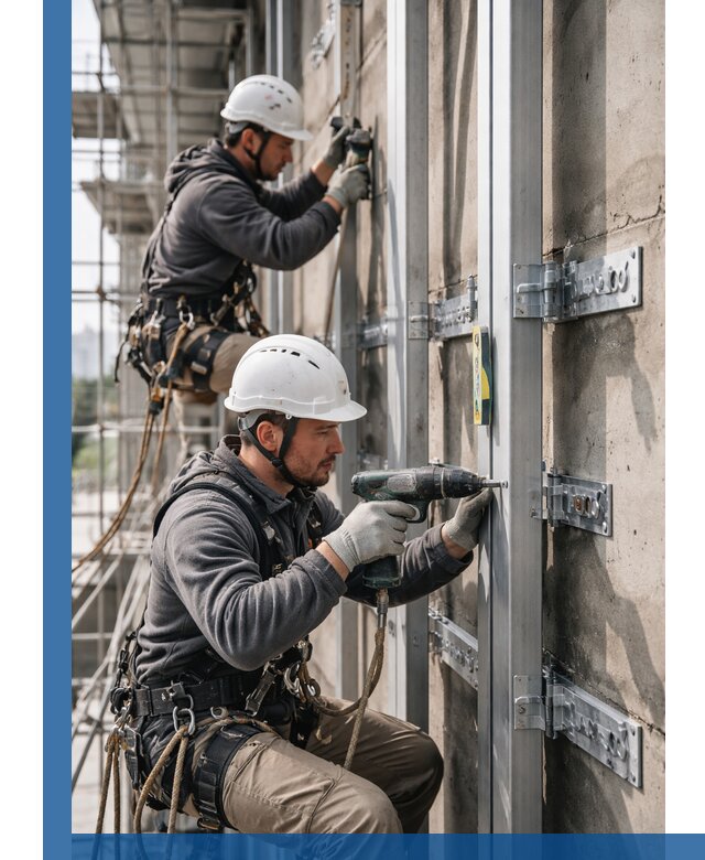 Монтаж и крепление подсистемы вентфасада в Чайковском