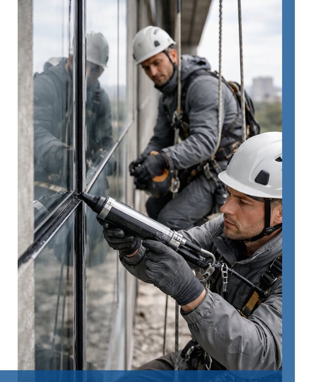 Герметизация витражных швов в Чайковском от 658 р. | ВЫСОТНИК-Чкв