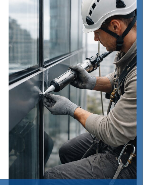 Герметизация стыков витража в Чайковском от 1215 р. | ВЫСОТНИК-Чкв