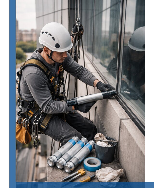 Герметизация стыков витража в Чайковском для герметичных фасадов