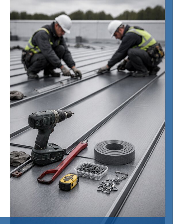 Монтаж фальцевой кровли в Чайковском от 1822 р. | ВЫСОТНИК-Чкв