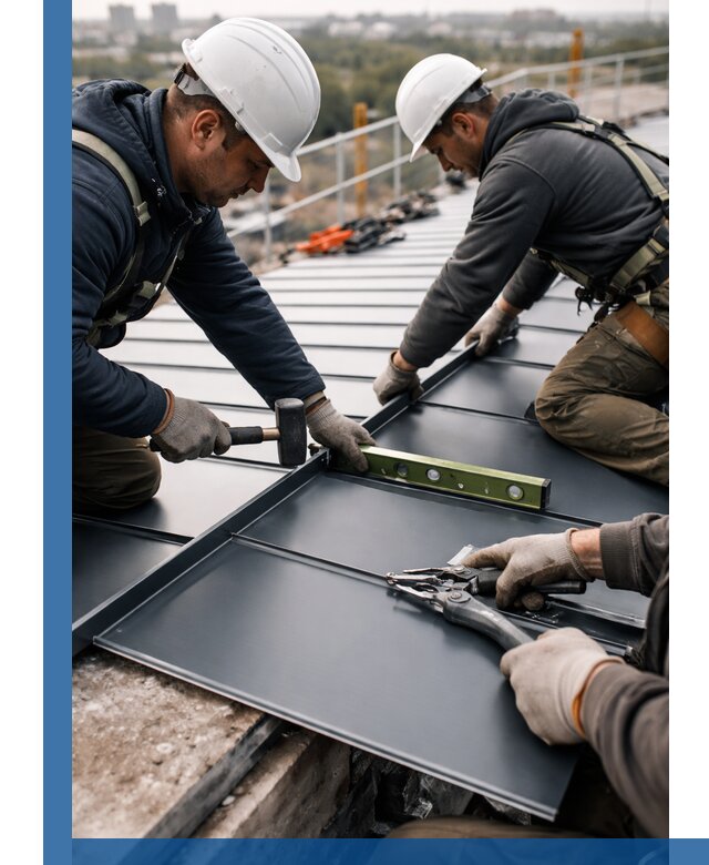 Монтаж фальцевой кровли в Чайковском для промышленных зданий