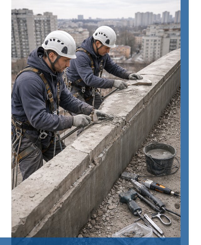 Ремонт парапета на кровле в Чайковском от 1518 р. | ВЫСОТНИК-Чкв