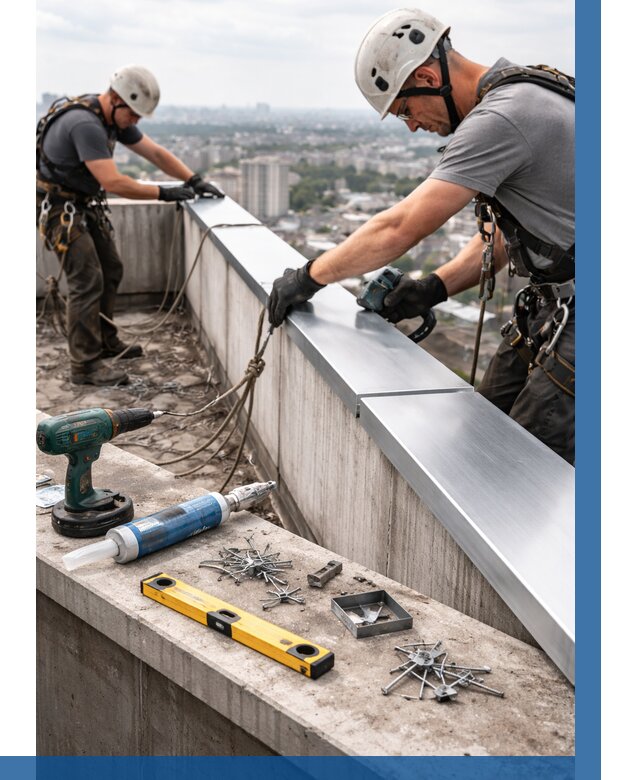 Монтаж парапетных крышек в Чайковском от 810 р. | ВЫСОТНИК-Чкв