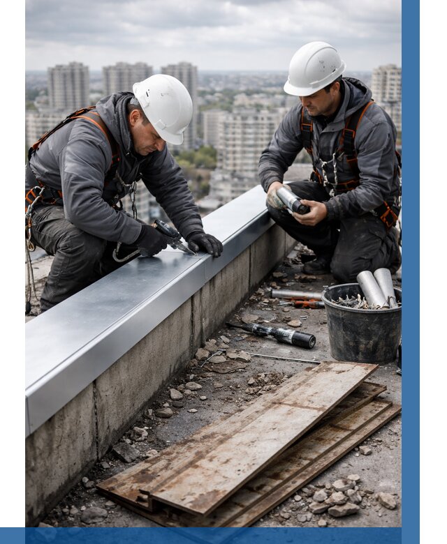 Замена парапетных крышек под ключ в Чайковском от 1215 р. | ВЫСОТНИК-Чкв