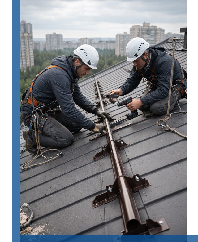 Монтаж снегозадержателей на кровле зданий в Чайковском под ключ