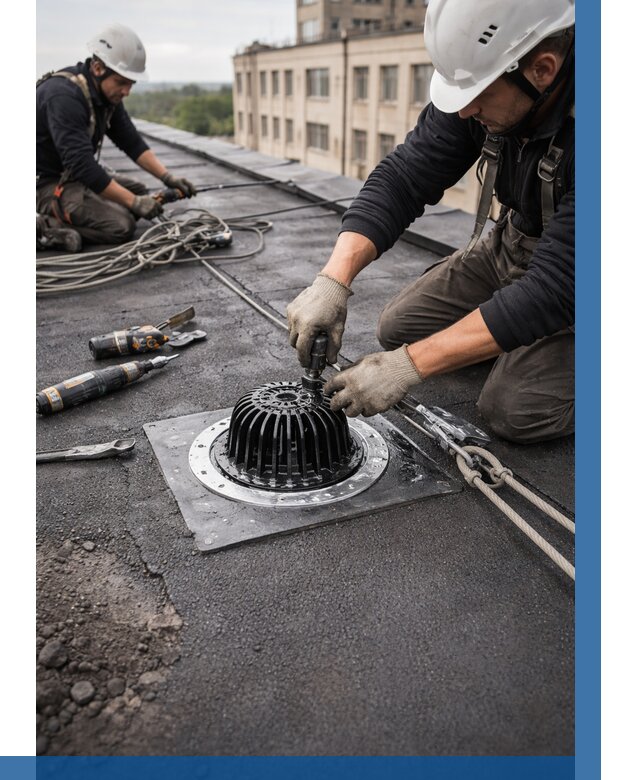 Установка водосточных воронок в Чайковском цена от 3542 р. | ВЫСОТНИК-Чкв