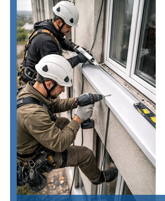 Профессиональный монтаж оконных отливов и отведения воды в Чайковском