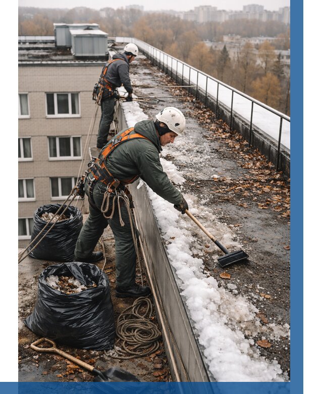 Очистка кровли по периметру в Чайковском от 557 р. | ВЫСОТНИК-Чкв