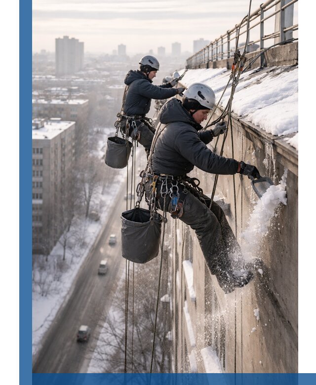 Очистка карнизов от снега в Чайковском профессионально и безопасно