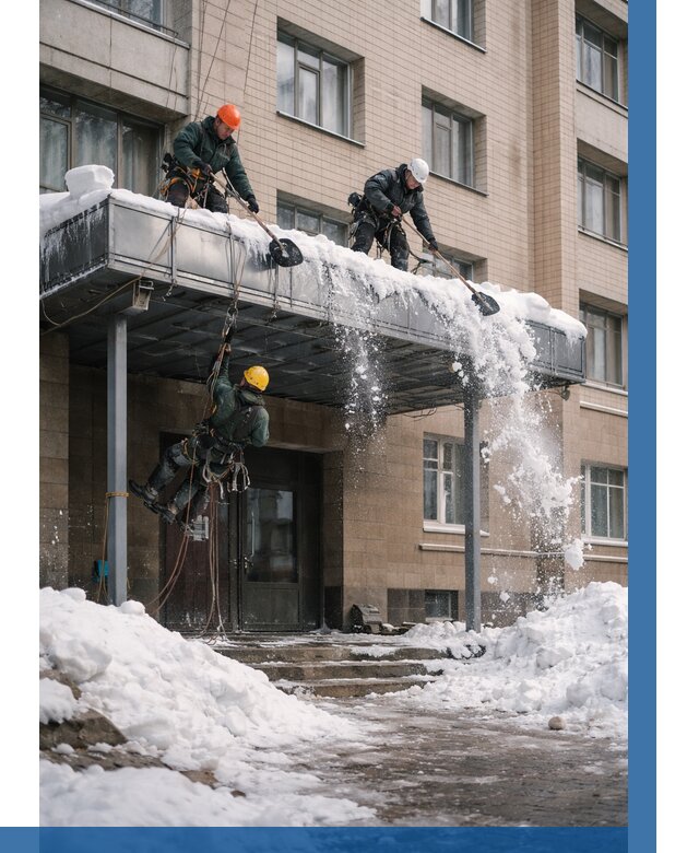 Очистка козырьков от снега в Чайковском от 3542 р. | ВЫСОТНИК-Чкв