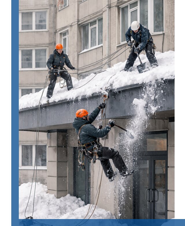 Безопасная очистка навесов от снега в Чайковском круглогодично