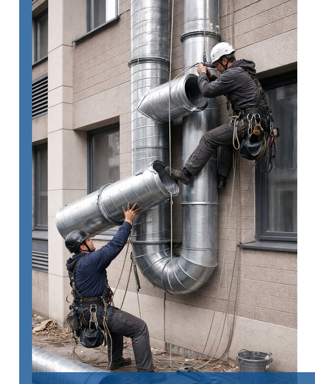 Монтаж фасадных воздуховодов в Чайковском с герметизацией и крепежом