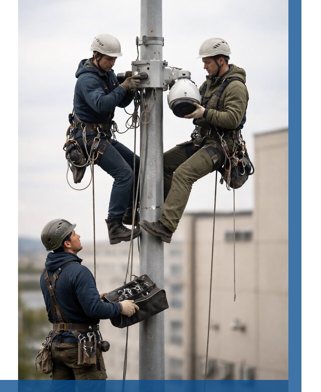 Установка видеокамер на мачте в Чайковском от 8603 р. | ВЫСОТНИК-Чкв