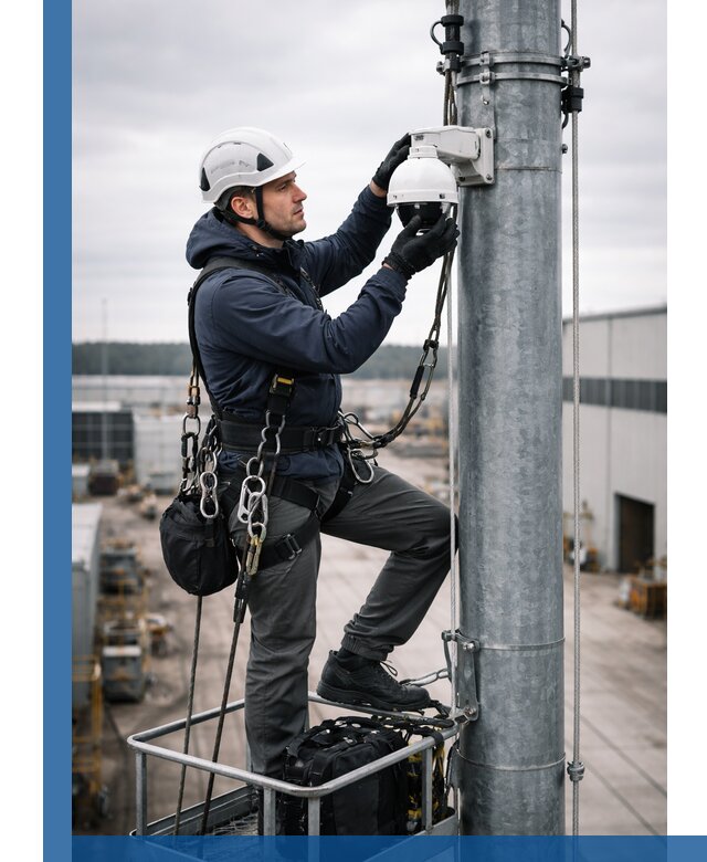 Профессиональная установка видеокамер на мачте в Чайковском