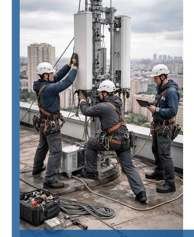 Монтаж антенн связи на крыше в Чайковском с вводом в эксплуатацию