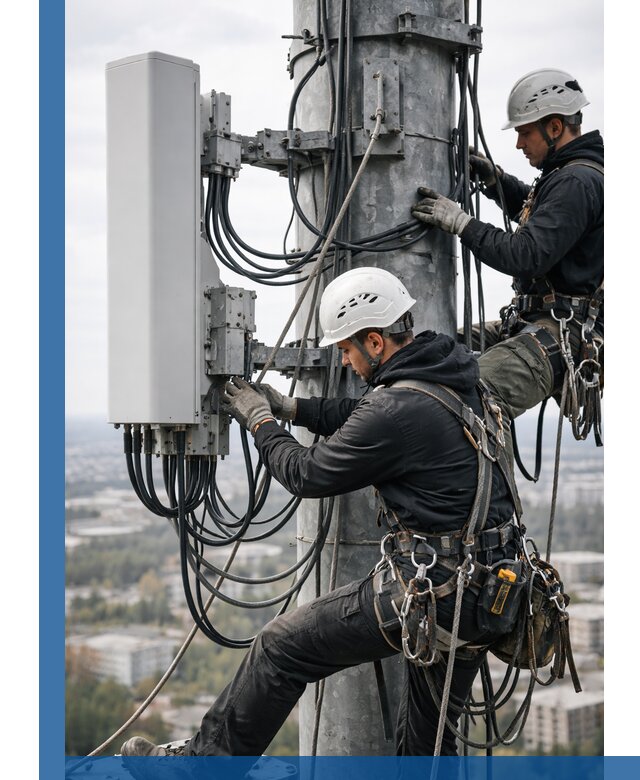 Монтаж оборудования связи на мачте в Чайковском с пусконаладкой