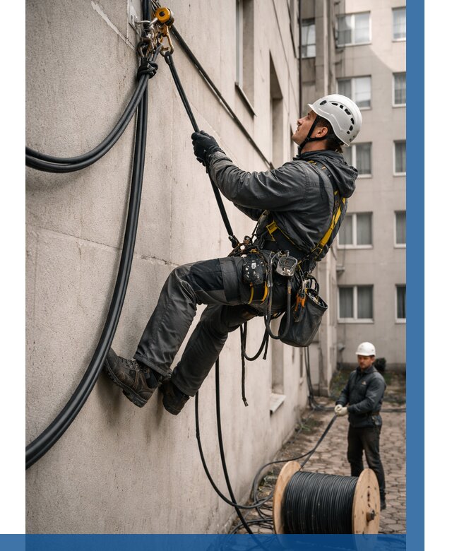 Протяжка кабеля питания на высоте в Чайковском от 455 р. | ВЫСОТНИК-Чкв