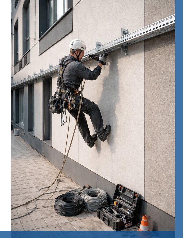 Монтаж кабельных лотков на фасаде в Чайковском от 1215 р. | ВЫСОТНИК-Чкв