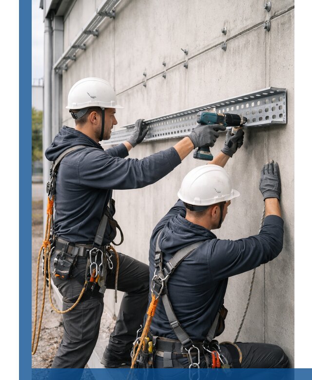 Монтаж кабельных лотков на фасаде зданий в Чайковском с гарантией