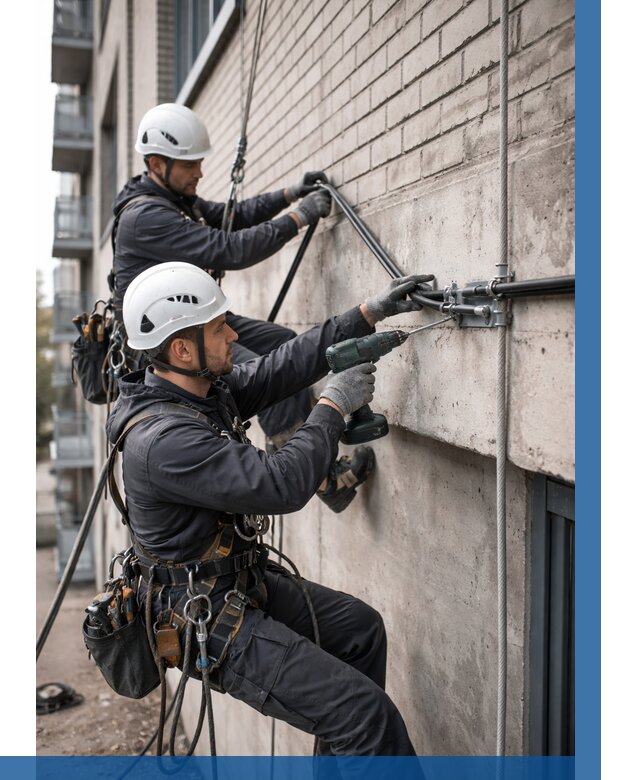 Крепление кабеля на фасаде в Чайковском от 354 р. | ВЫСОТНИК-Чкв