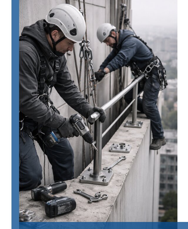 Монтаж перил на высоте в Чайковском для жилых и промобъектов