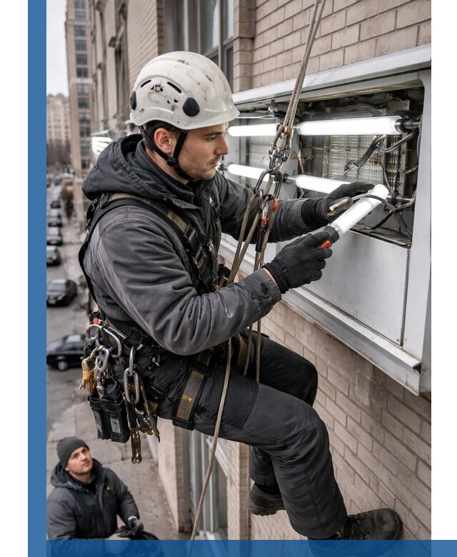 Профессиональная замена ламп в наружной вывеске в Чайковском