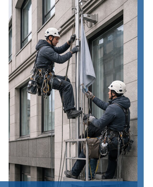 Установка флагов на фасаде в Чайковском от 4554 р. | ВЫСОТНИК-Чкв