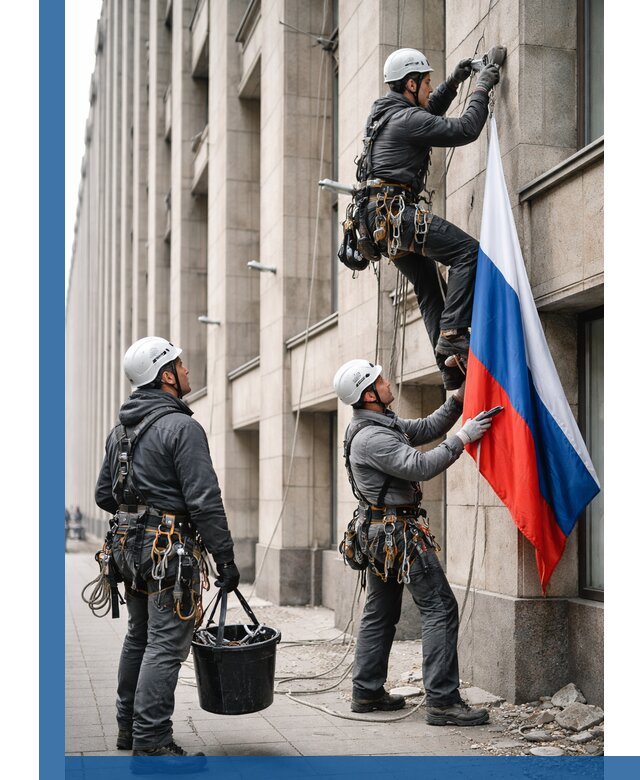 Профессиональная установка флагов на фасаде в Чайковском