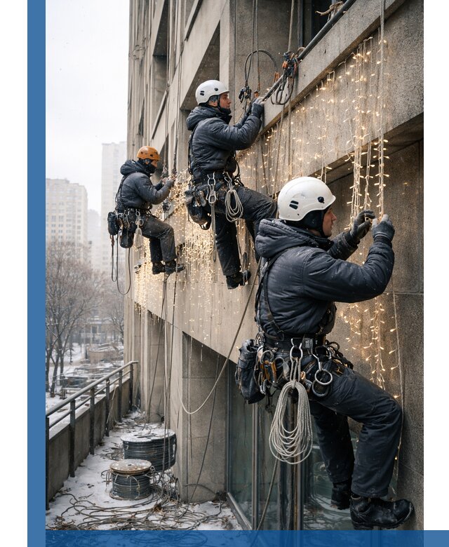 Монтаж новогодней иллюминации и украшение фасадов в Чайковском