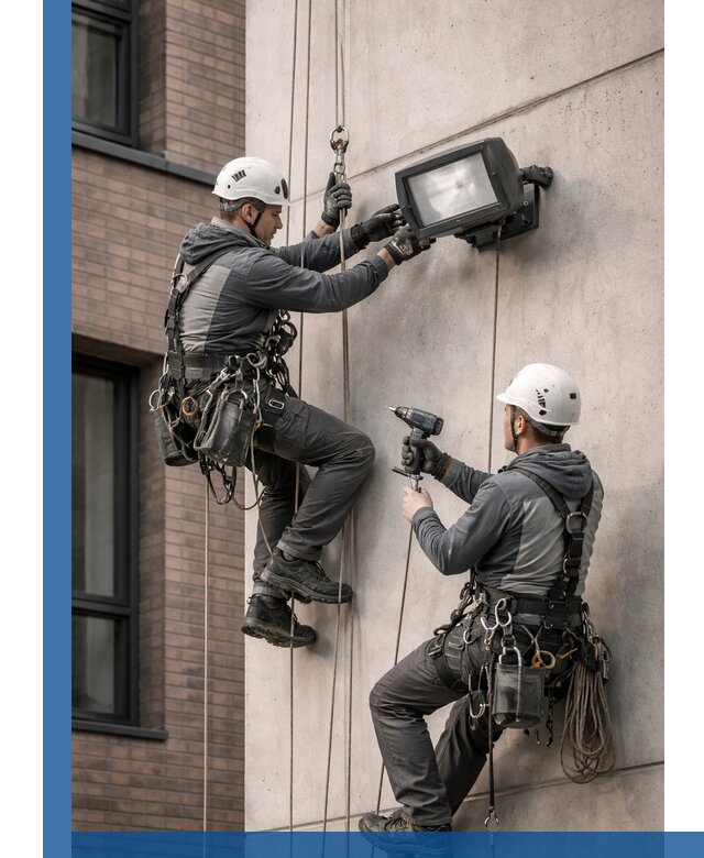 Профессиональный монтаж фасадных прожекторов в Чайковском под ключ