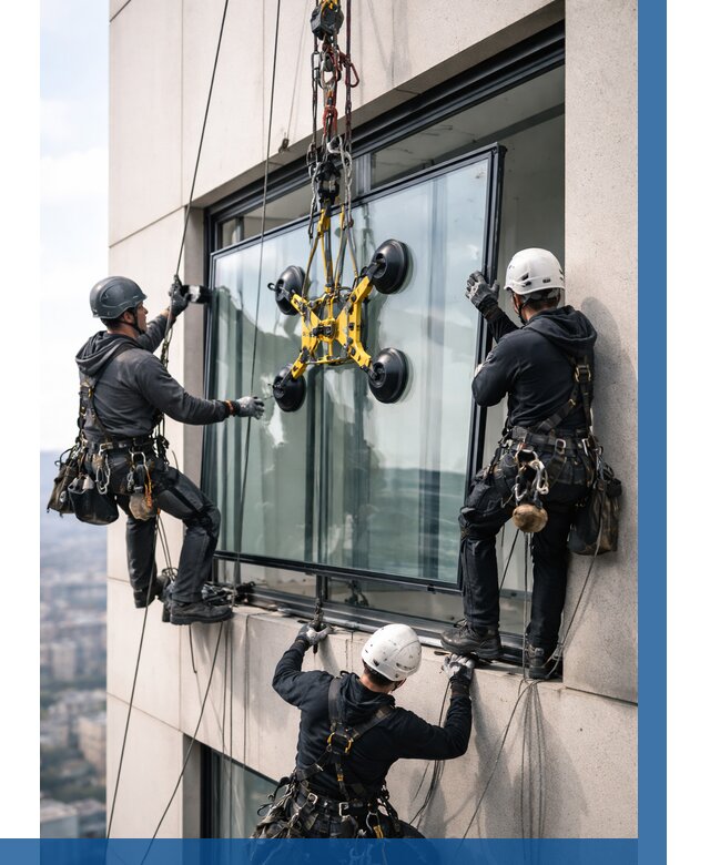 Монтаж стеклопакетов на высоте в Чайковском от 3239 р. | ВЫСОТНИК-Чкв