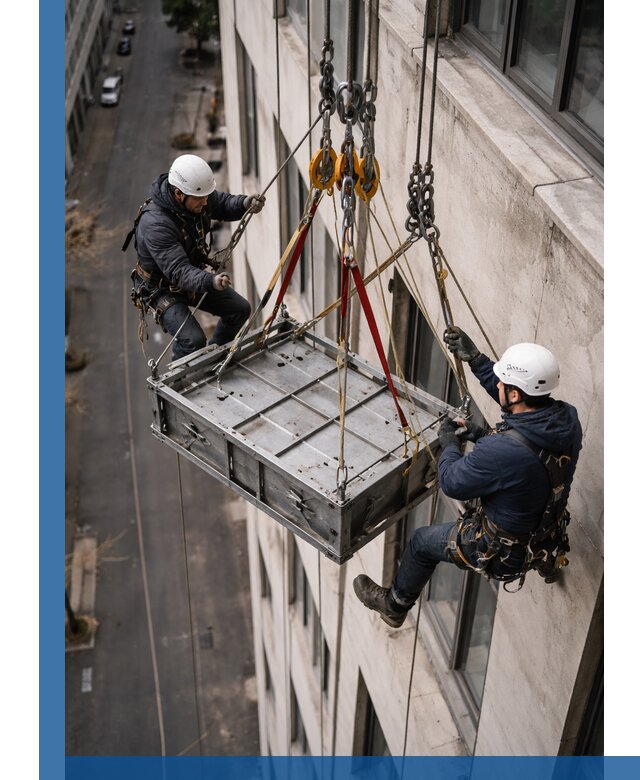 Спуск и подъем грузов по фасаду в Чайковском для зданий