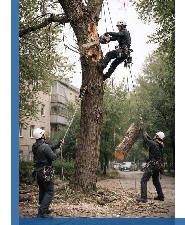 Срочное удаление аварийных деревьев в Чайковском с гарантией безопасности