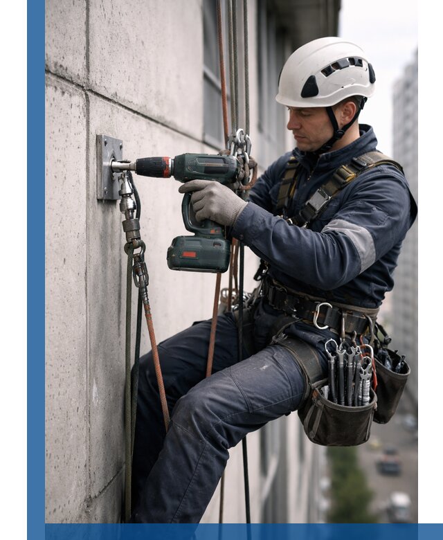 Установка анкерных точек для высотных работ в Чайковском